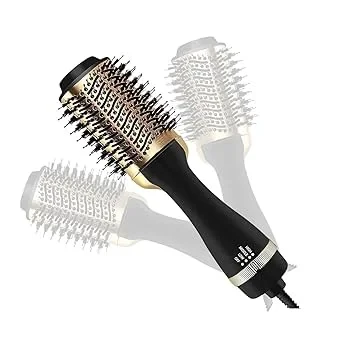 24K Gold Blow Dryer Brush Hot Air Brush for Salon-Worthy Volume in One Step - Volumizer with 24K Gold Technology for Fast Styling & Long-Lasting Results (1 Year Warranty)