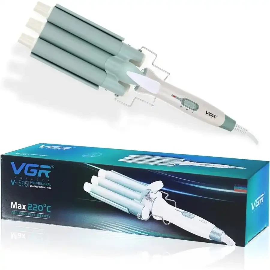 VGR V-595 3 Barrel 220°C Hair Waver For Women, Green